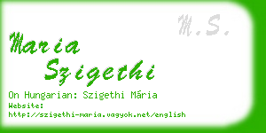 maria szigethi business card