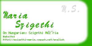 maria szigethi business card